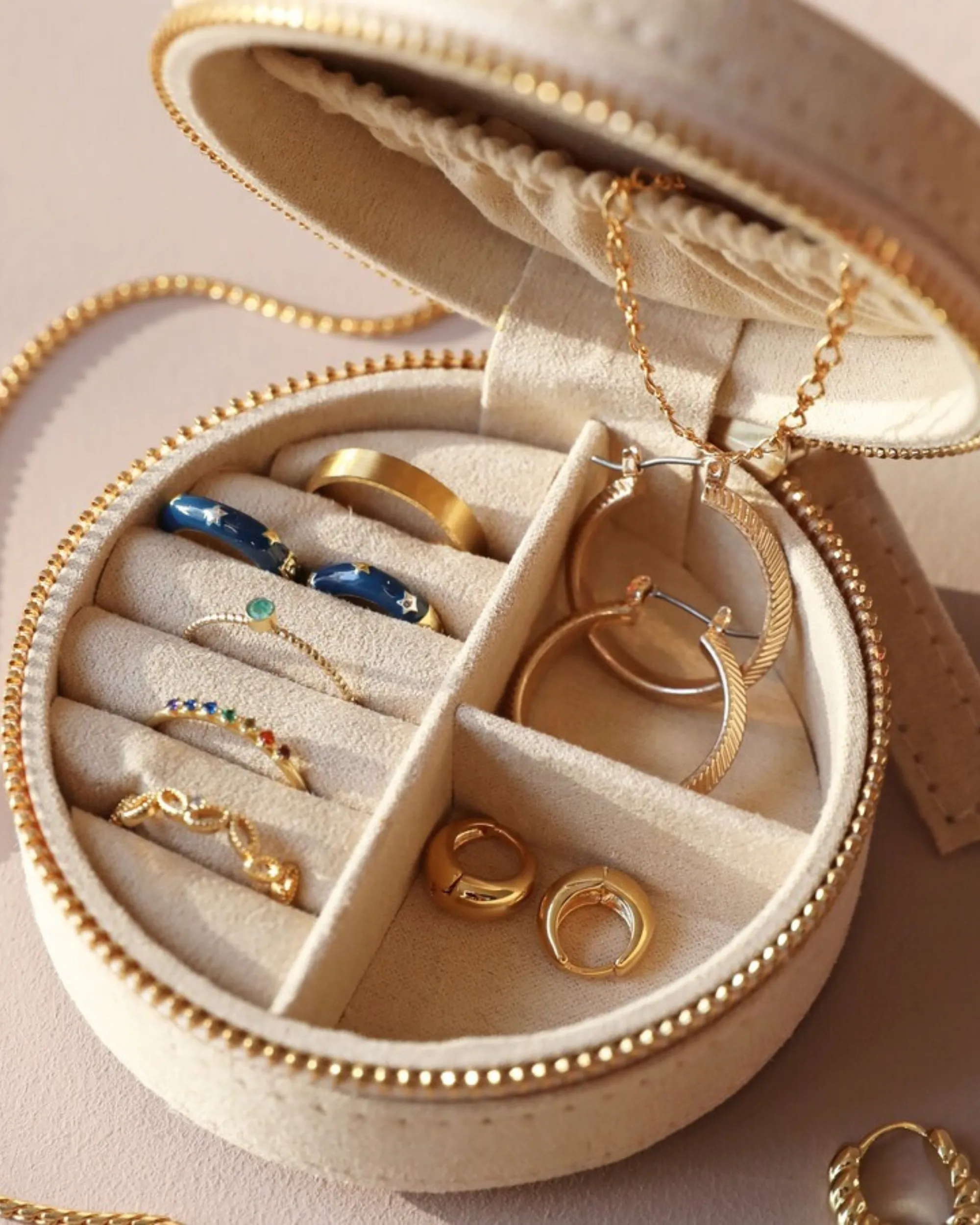 Sun & Moon Jewelry Case | Beige