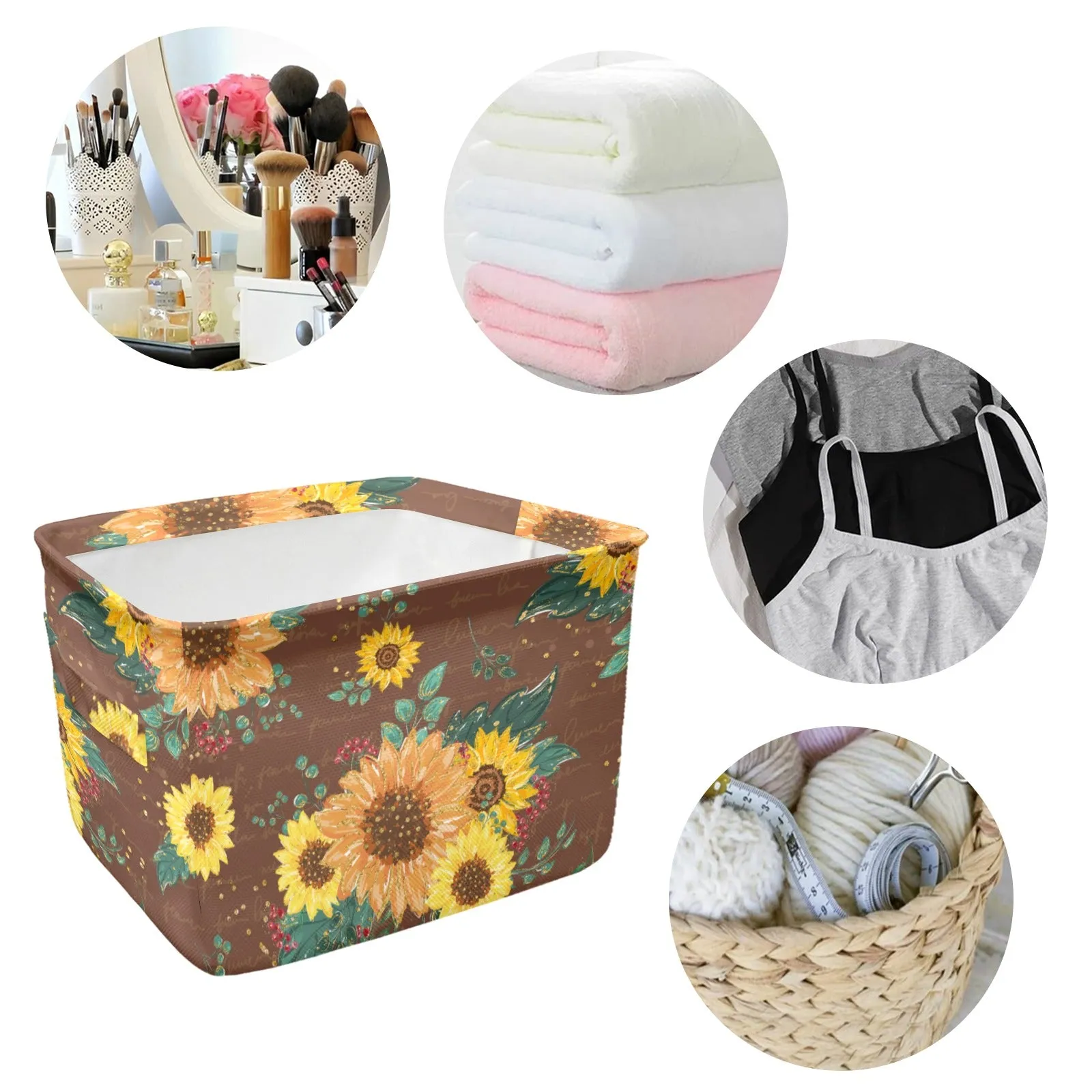 Sunflowers Fabric Storage Basket