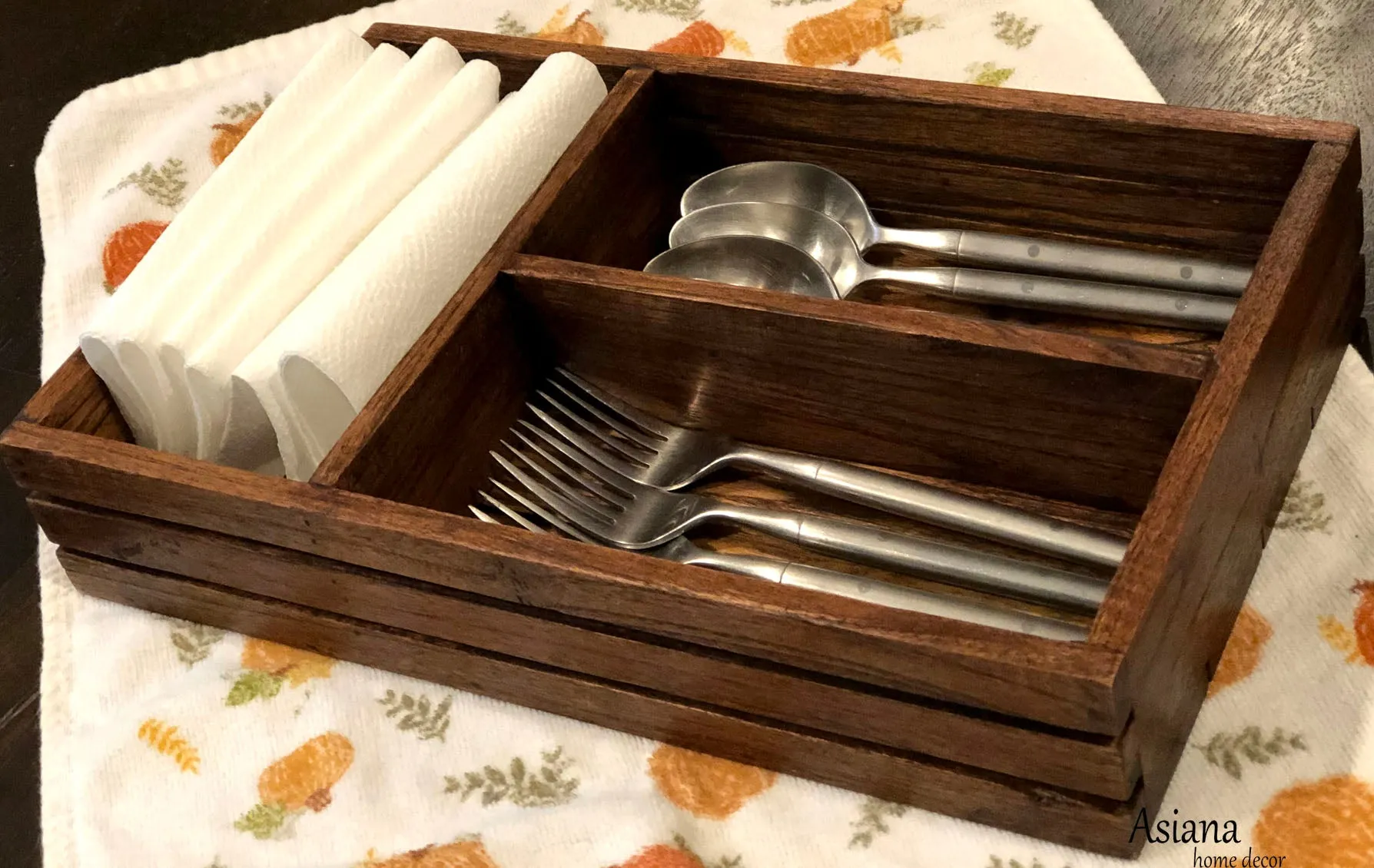 Teak Wood Wall Shelf or Utensile Box Organizer. Versatile Home Accents Decor