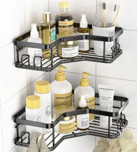 TEX-RO 2 Premium Bathroom Organizer and Soap Holder for Bathroom - Versatile Bathroom Shelf with Stylish Design - Essential Bathroom Accessories and Kitchen Accessories Items (Pack of 2, Metal)