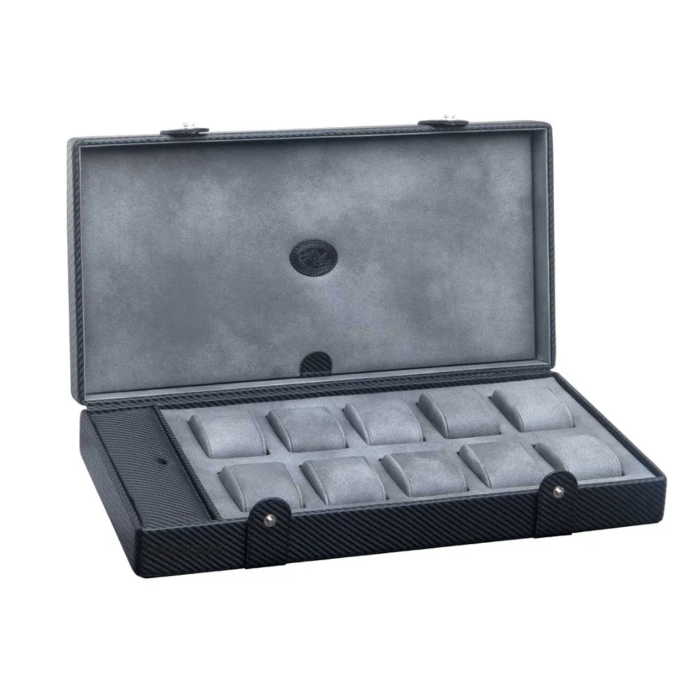 UNDERWOOD (LONDON) - 10-Unit Carbon Watch Box w Compartment | UN233/CF