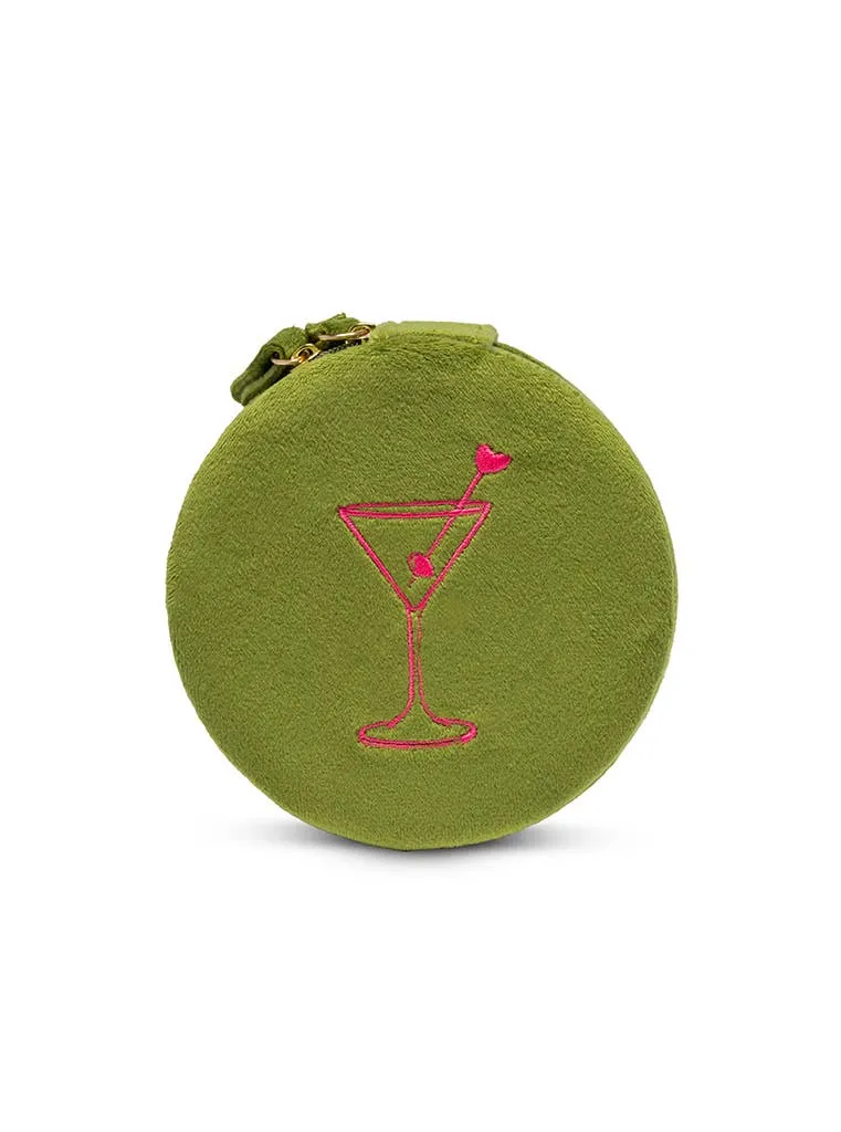 Velvet Jewelry Zip Case Olive Martini