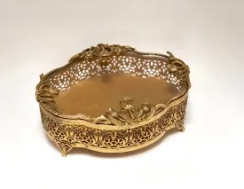 Vintage Floral French Victorian Filigree Jewelry Box