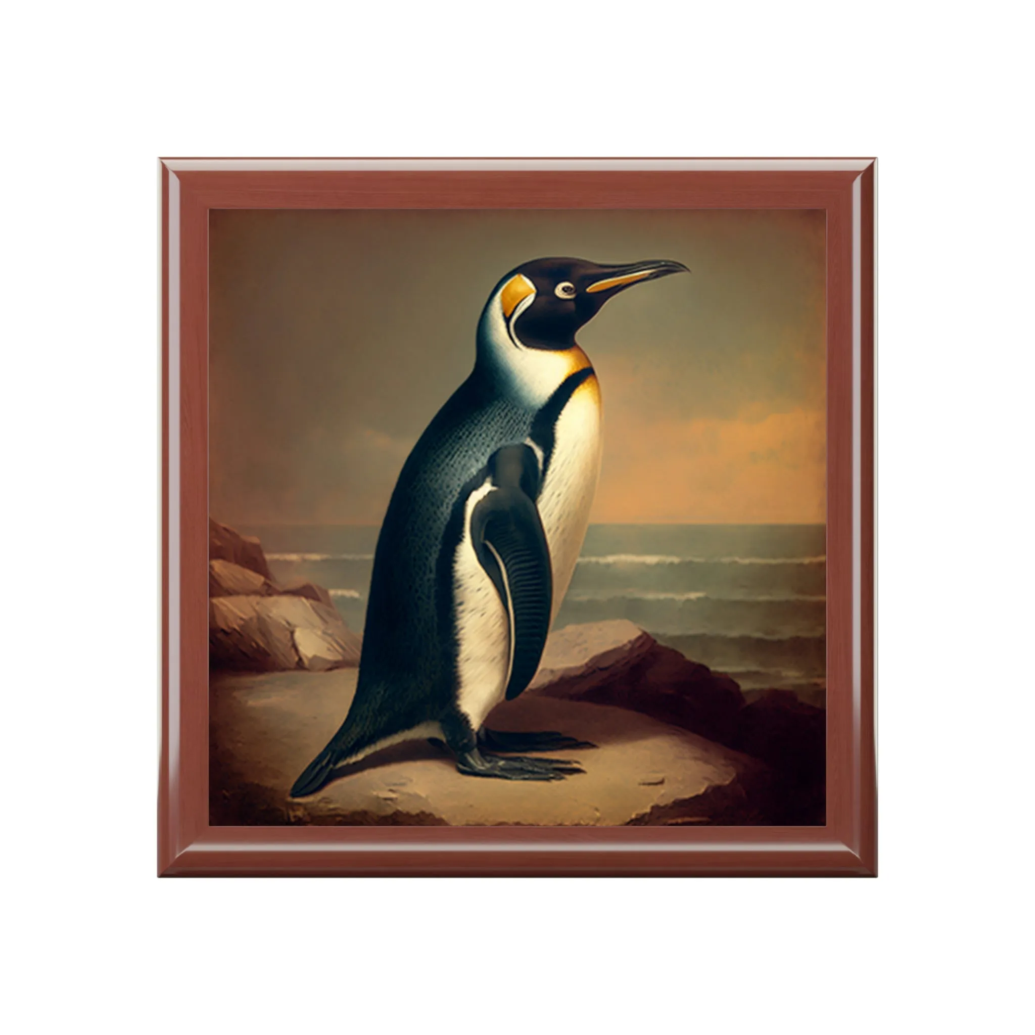 Vintage Penguin Wooden Keepsake Jewelry Box