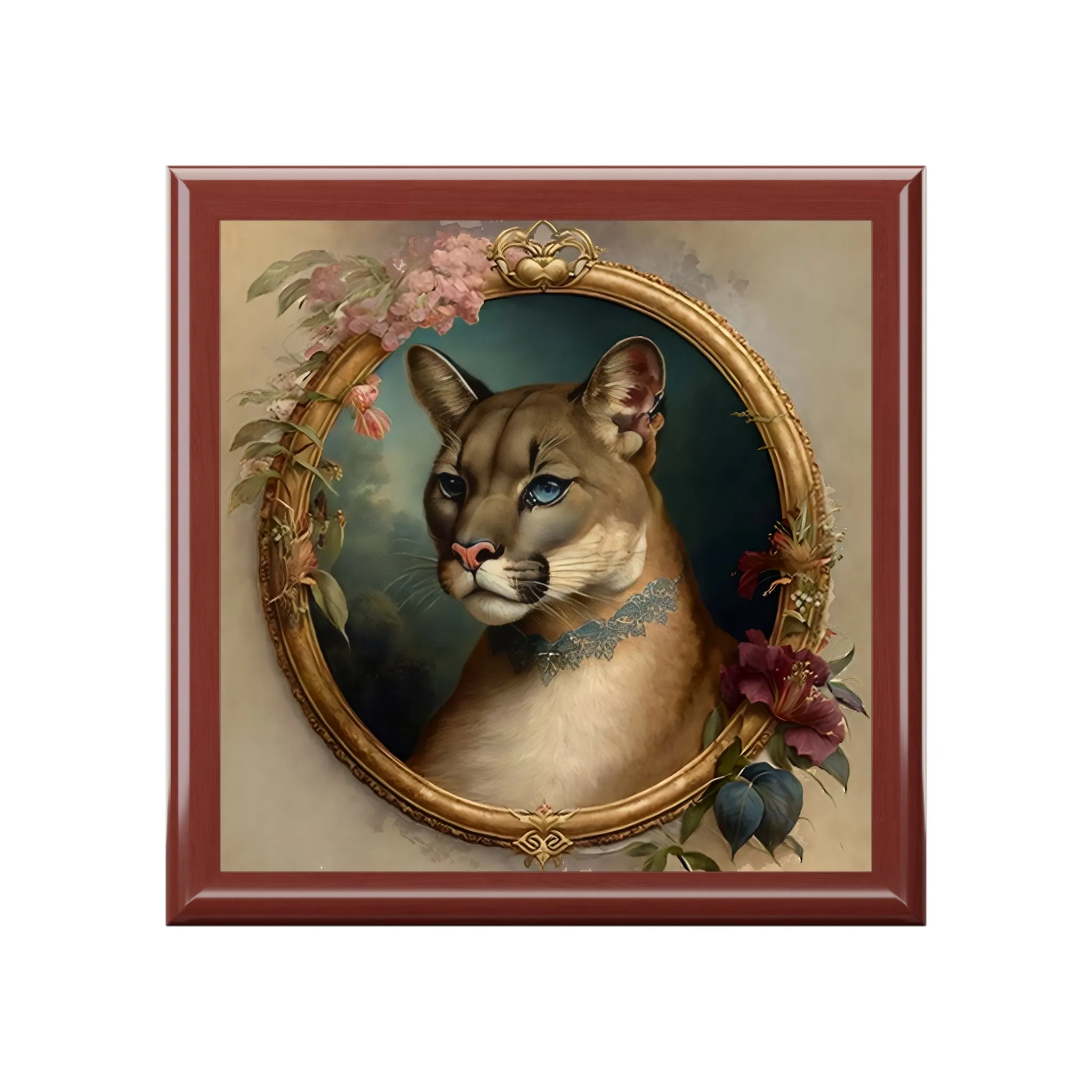 Vintage Victorian Mountain Lion Jewelry Box