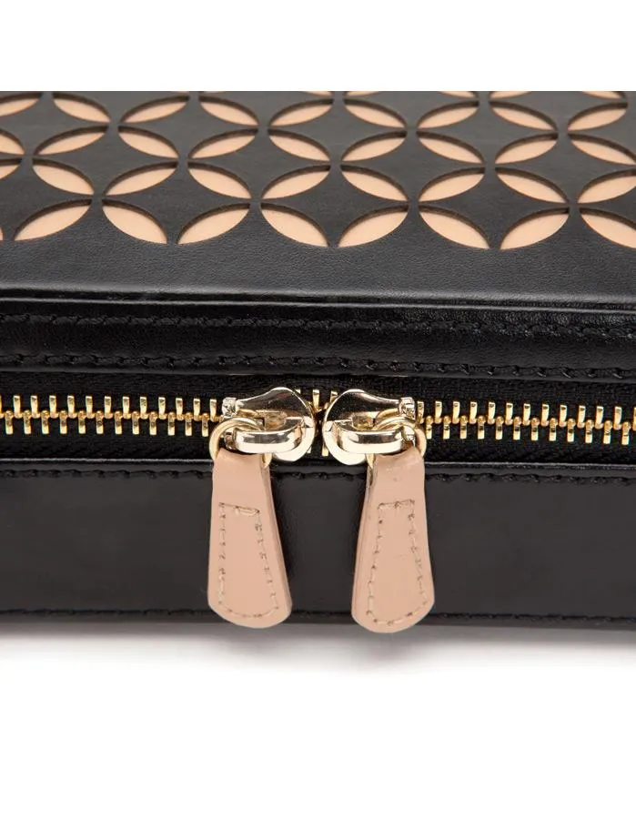 WOLF Chloé Zip Jewelry Case - Black Patterned Leather - LusterLoc