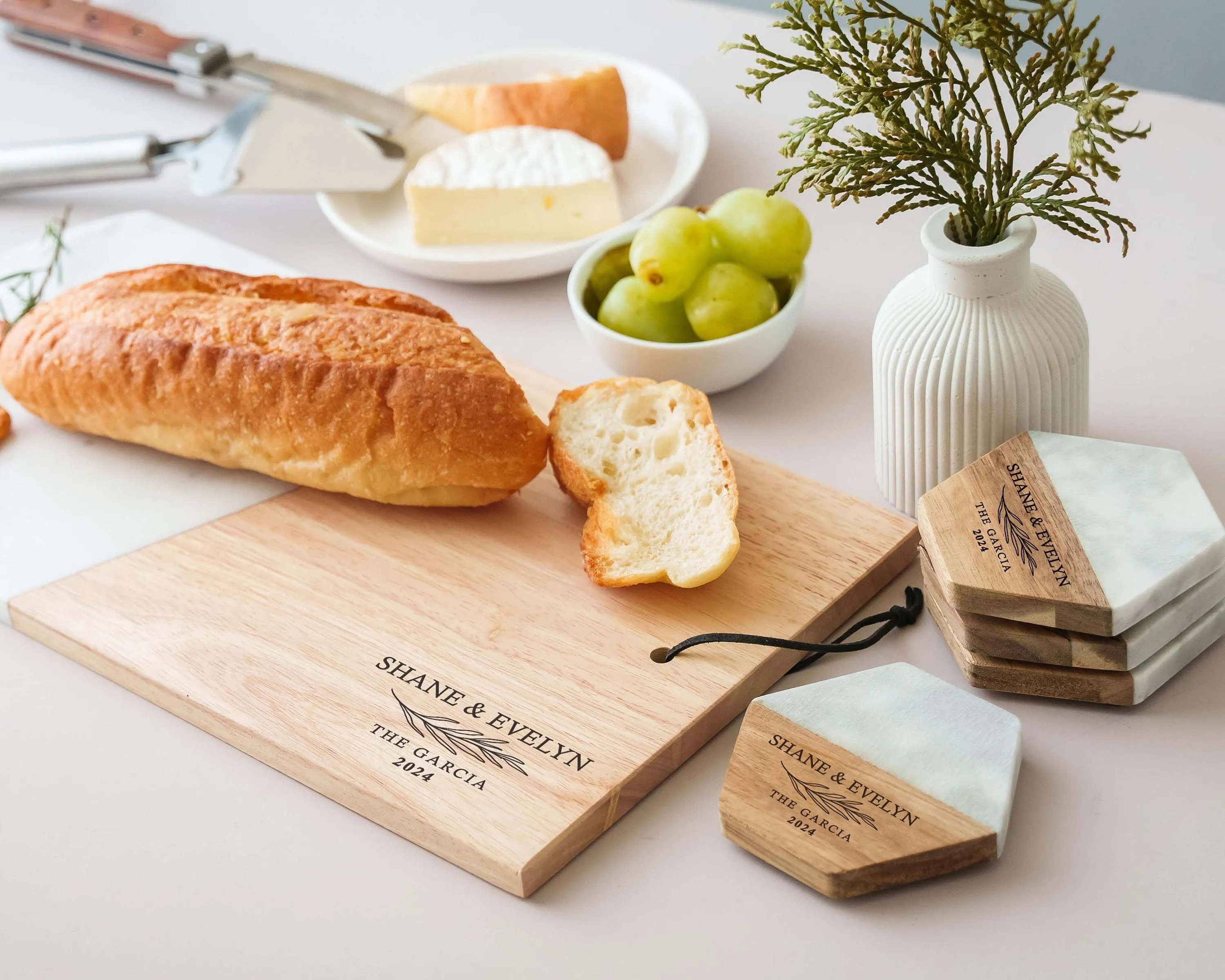 Wood Cutting Board & Coaster Set of 4