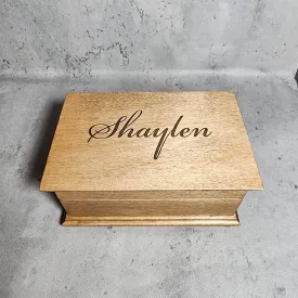 Wooden Jewelry Box with name on top, plays your song